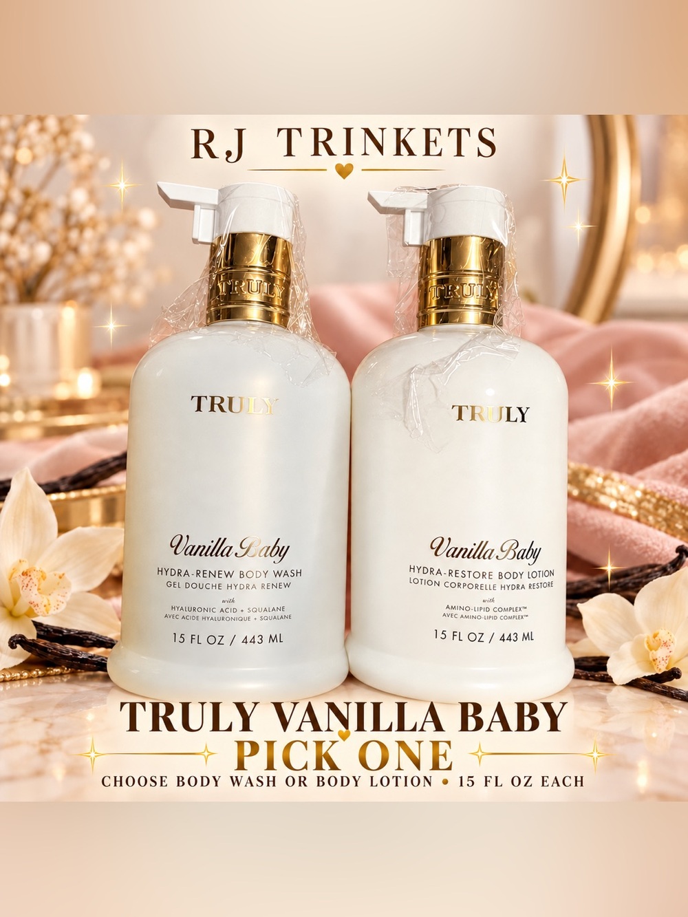 TRULY Vanilla Baby Hydra-Renew Body Wash or Hydra-Restore Body Lotion -